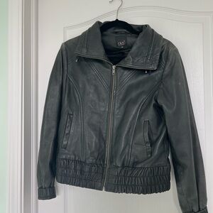 CKN Black Leather Bomber Jacket